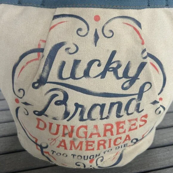 Lucky Brand Dungarees Canvas Tote Bucket Bag - Picture 9 of 10